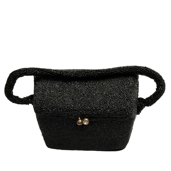 Vintage 1940’s Walborg Black Caviar Beaded Box Purse made in Belgium - Picture 8 of 9